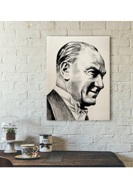 Gift Karakalem Atatürk Tasarımlı Kanvas Tablo-1 30X50CM