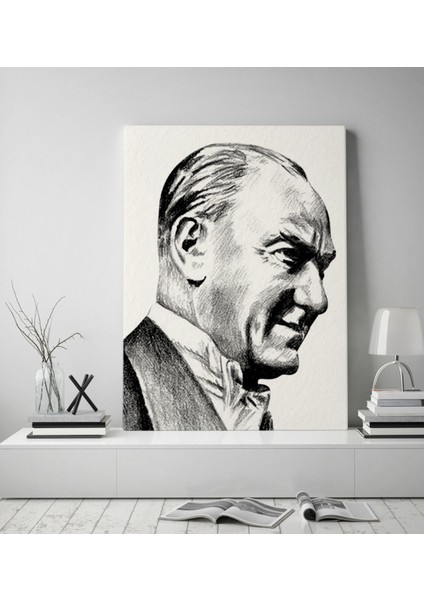 Gift Karakalem Atatürk Tasarımlı Kanvas Tablo-1 70X100CM