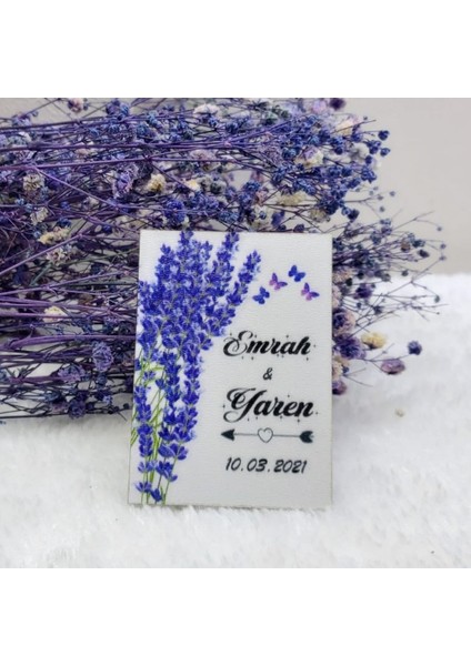 30 Adet Lavanta Çiçekli Ahşap Nikah Magnet Nikah Şekeri Uv Baskı Nişan Liği Ekonomik