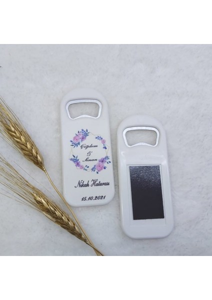 30 Adet Mavi Pembe Çiçek Baskılı Dikey Açacak Magnet 4,5x10,5 Cm Uv Nikah Şekeri Nişan Ği