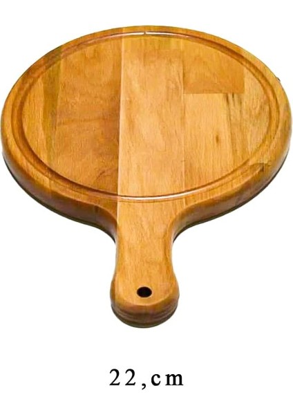 Ahşap 22CM Saplı Pizza Kesim Sunum Tabağı LBSPLPZ22