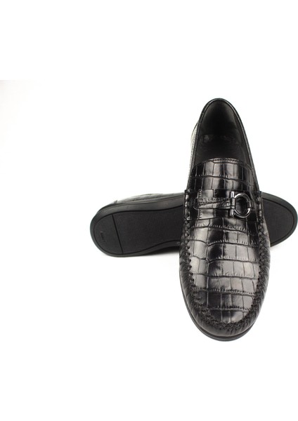 Loafer Ayakkabı Siyah Crocco