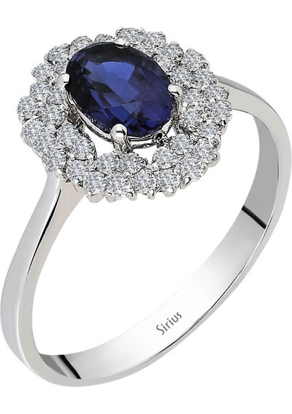 Çift Sıra Pırlanta ve Oval Safir Taşlı Anturaj Yüzük 0423R0172 fiyatları