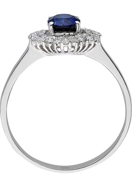 Çift Sıra Pırlanta ve Oval Safir Taşlı Anturaj Yüzük 0423R0172 modelleri