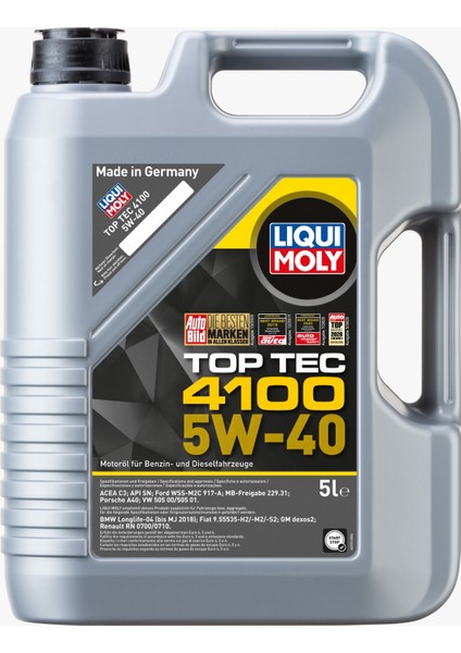 Liqui Moly Top Tec 4100 5W-40 5 Litre Motor Yağı (Üretim Yılı: 2023)