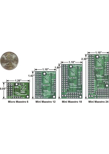 24 Kanal USB Servo Motor Kontrol Devresi - Micro Maestro 6-Channel USB Servo Controller modelleri
