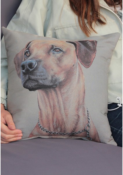 Kırlent - Yastık (%100 Dokuma-Baskı Değildir) - 37CM x 37CM - Iç Yastık Dahil - Köpekli