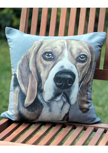 Kırlent - Yastık (%100 Dokuma-Baskı Değildir) - 37CM x 37CM - Iç Yastık Dahil - Köpekli