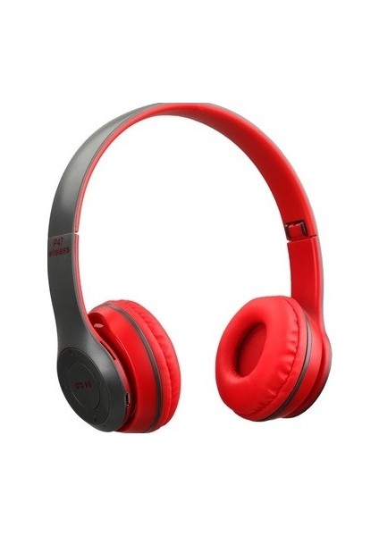 P47 Bluetooth Extra Bass Radyolu Katlanabilir Kulaklık Kırmızı