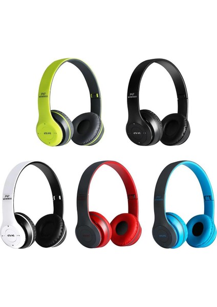 P47 Bluetooth Extra Bass Radyolu Katlanabilir Kulaklık Kırmızı