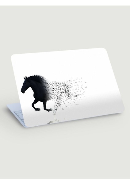 Beyaz Fon Vahşi At Minimal Laptop Sticker