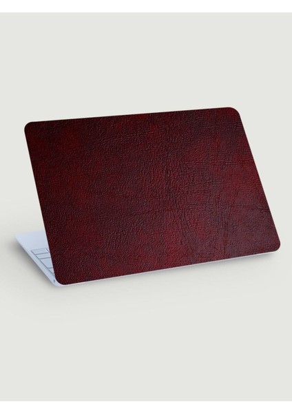 Bordo Doğal Deri Desenli Pvc Laptop Sticker