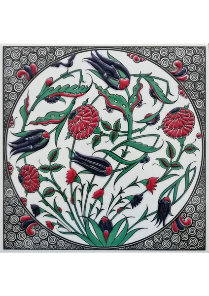 Can Seramik  20 x 20 cm  El Yapımı Iznik Çinisi