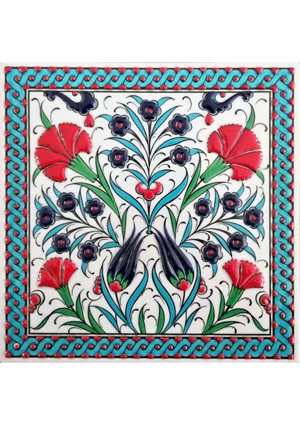 20 x 20 cm El Yapımı Iznik Çinisi