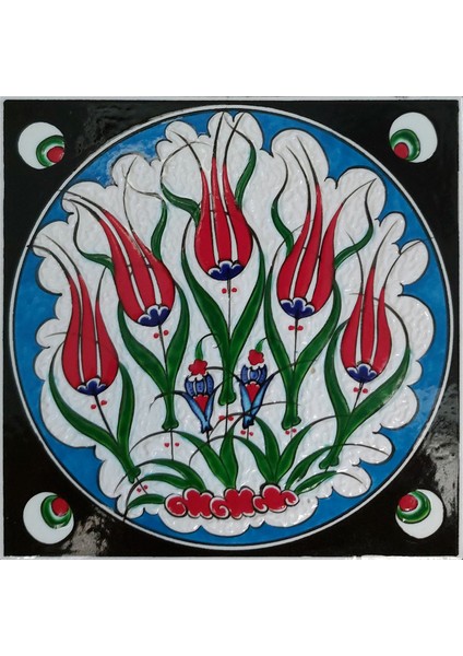 20 x 20 cm El Yapımı Iznik Çinisi