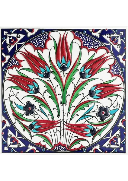 Can Seramik  20 x 20 cm  El Yapımı Iznik Çinisi