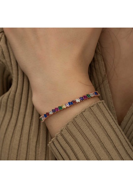 Gümüş Mix Baget Taşlı Asansör Bileklik fiyatları