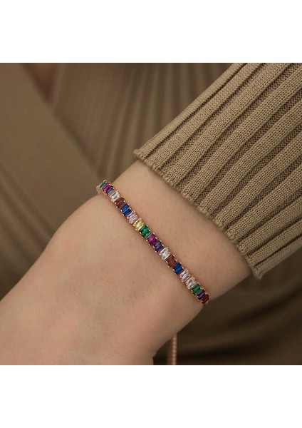 Gümüş Mix Baget Taşlı Asansör Bileklik modelleri