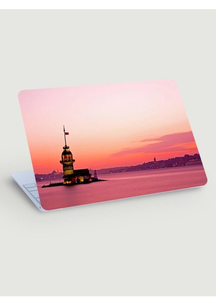 Istanbul Manzarası Gün Batımı Kız Kulesi Laptop Sticker