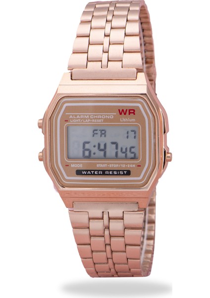 Rose Renk Çelik Kordon Dijital Retro Kadın Kol Saat ST-303871