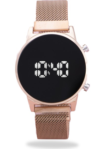 Rose Çelik Dijital LED Hasır Kordon Yeni Model Kadın Kol Saati ST-303874