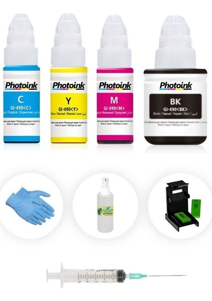 Canon E404/E414/E474/E484 Photoink Plus Siyah ve Renkli Kartuş Dolum Seti