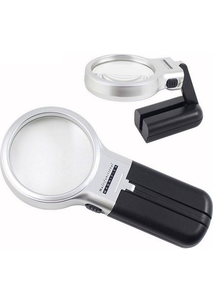 Katlanabilir Ayarlı Büyüteç 10 LED Işık El Veya Masa Akrilik Optik Lens 3x 4.5x