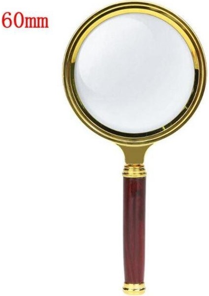 El Büyüteç Sökülebilir Vidalı Yapay Maun Ağacı Sap Hd Cam Lens 10 x 60 mm