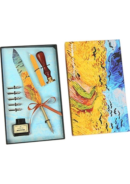 Van Gogh Wheat Field Divit Kalem Mum Mühür Kaligrafi Seti