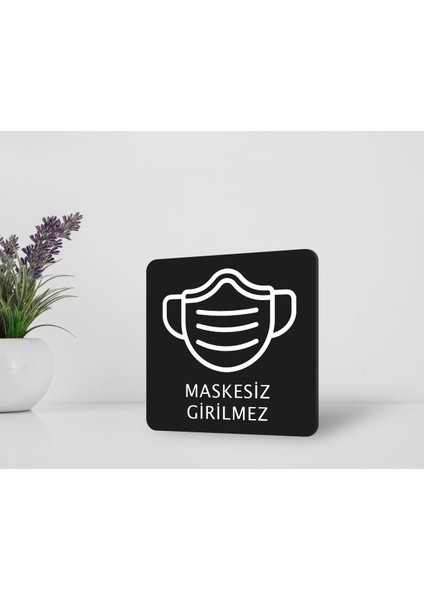 Gift Maskesiz Girilmez Kapı Yönlendirme Levhası