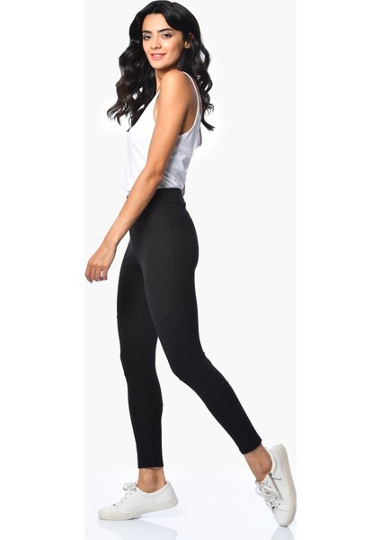Parçalı, Beli Lastikli Tayt - Siyah Siyah - S fiyatları