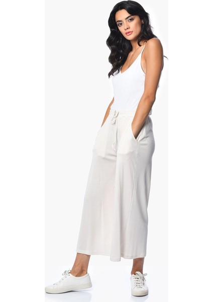 Belden Bağcıklı Cepli Culotte Pantolon - Ekru Ekru - S fiyatları