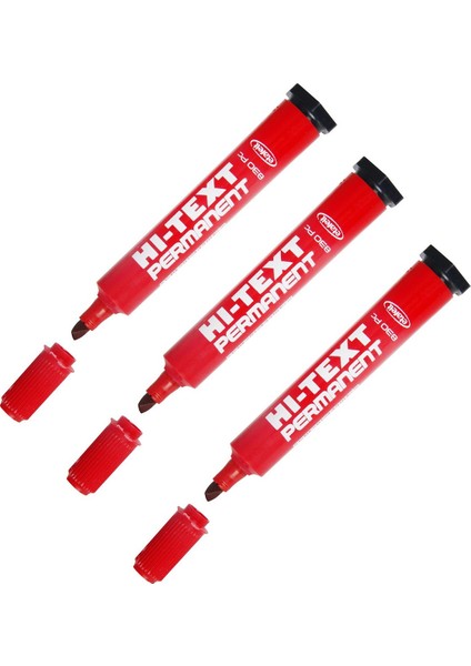 Permanent Marker Kesik Uçlu Kırmızı 3'lü