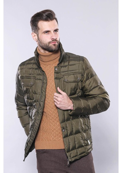 Erkek Kapitone Dikiş Detaylı Slim Fit Mont