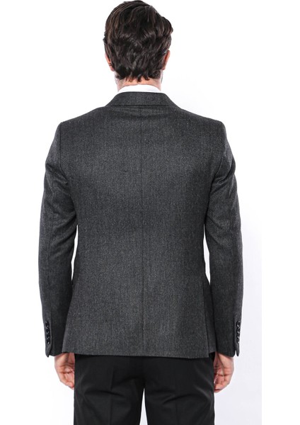 Erkek Sivri Yaka Tek Düğme Slim Fit Ceket