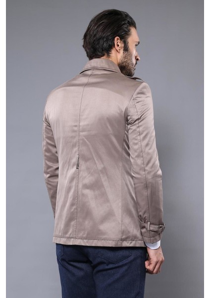 Erkek Kruvaze Slim Fit Trençkot