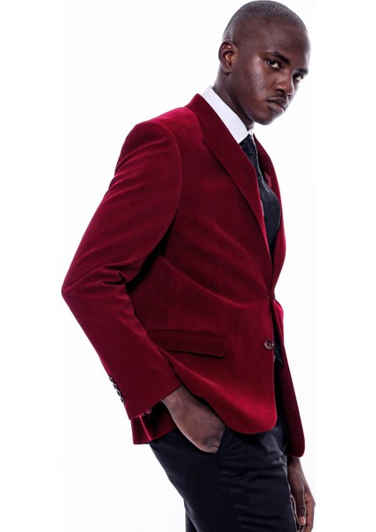 Erkek Çift Yırtmaç Sivri Yaka Slim Fit Ceket