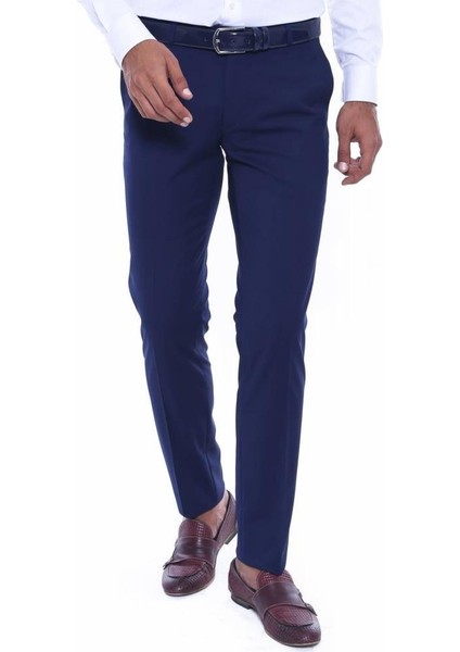 Erkek Slim Fit Düz Kumaş Pantolon