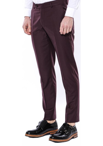Erkek Slim Fit Düz Kumaş Pantolon