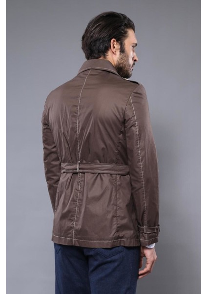 Erkek Kruvaze Slim Fit Trençkot