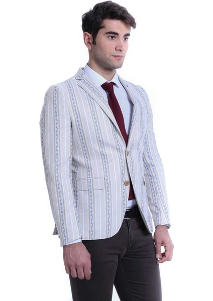 Erkek Çizgili Slim Fit Spor Ceket modelleri
