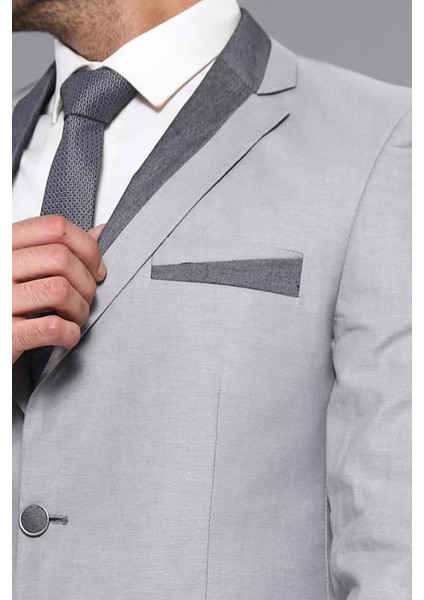 Erkek Yaka Modelli Slim Fit Ceket
