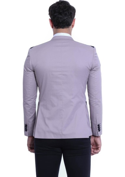 Erkek Tek Düğme Omuz Dikişli Slim Fit Yazlık Ceket