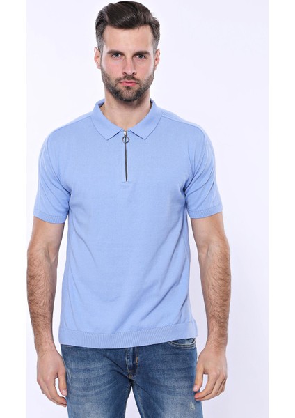 Erkek Slim Fit Polo Yaka Örme Düz Pamuk Tişört fiyatları
