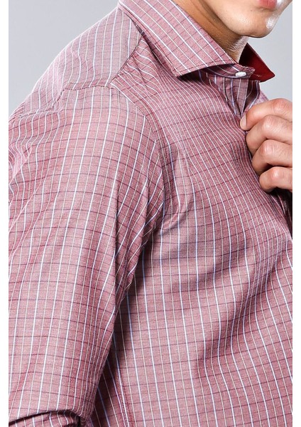 Erkek Kare Desen Uzun Kollu Slim Fit Gömlek fiyatları
