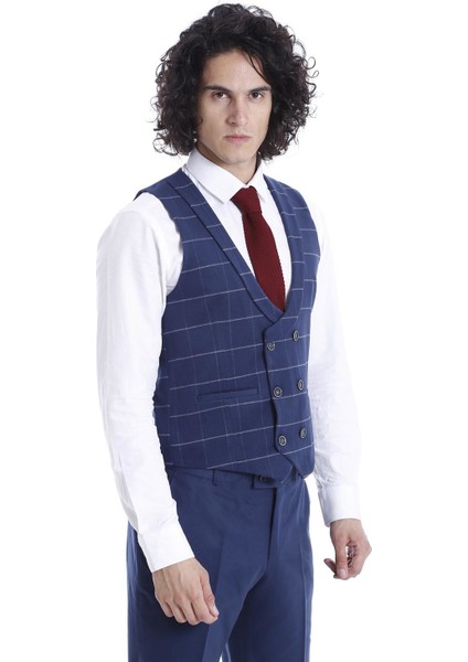 Erkek Düz Yaka Slim Fit Yelek Pantolon Takım modelleri