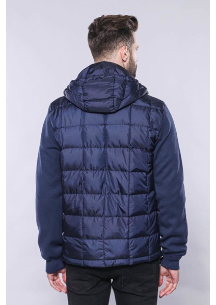 Erkek Kapüşonlu Kapitone Slim Fit Kaban