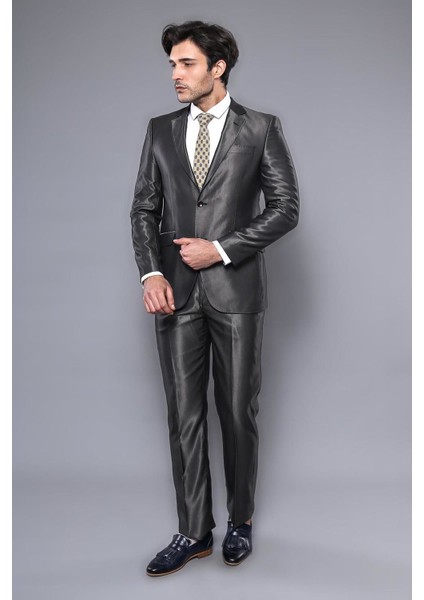 Erkek Mono Yaka Parlak Slim Fit Takım Elbise fiyatları
