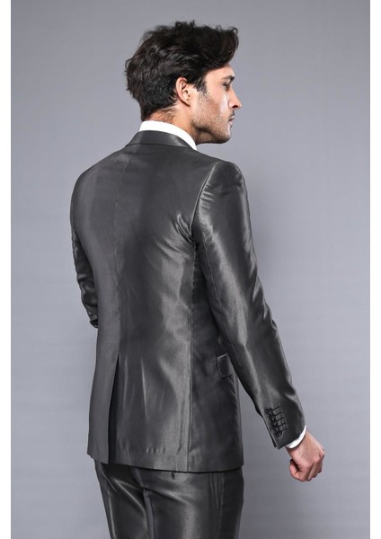 Erkek Mono Yaka Parlak Slim Fit Takım Elbise modelleri