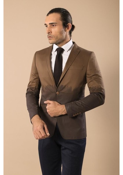 Erkek Pamuk Gazi Dikişli Slim Fit Ceket